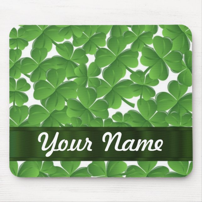 Grüne irische Kleeblätter personalisiert Mousepad (Vorne)