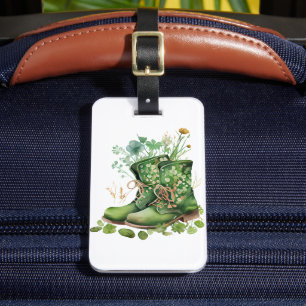 GRÜNE IRISH ARBEITSBOOTE MIT KLEEBLATTS BLUME GEPÄCKANHÄNGER