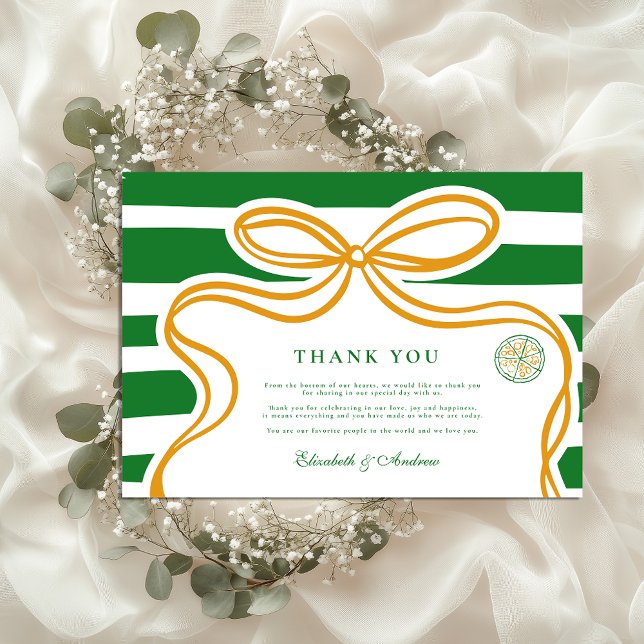 Grüne italienische Hochzeitskizze Dankeskarte (Von Creator hochgeladen)