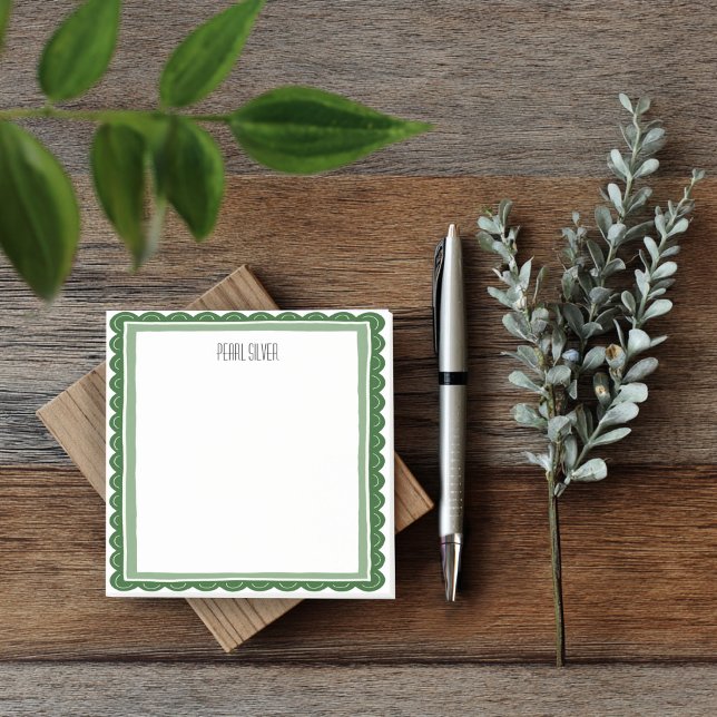 Grüne Jakobsmuschel CUSTOM Chic Monogramm Personal Post-it Klebezettel (Green Scallop CUSTOM Chic Monogram Personalized Post-it Notes
)