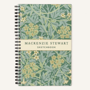 Grüne Jasmin-Botanik-Pattern-Skizzenbuch Notizbuch