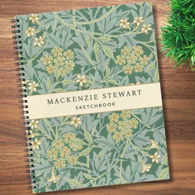 Grüne Jasmin-Botanik-Pattern-Skizzenbuch Notizbuch (Von Creator hochgeladen)