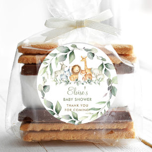 Grüne Jungle Animals Kinderdusche Danke Runder Aufkleber