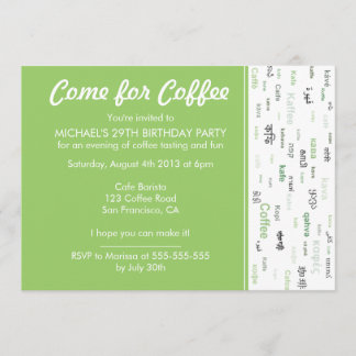 Grüne Kaffeekochen Geburtstagsfeierlichkeiten Einladung