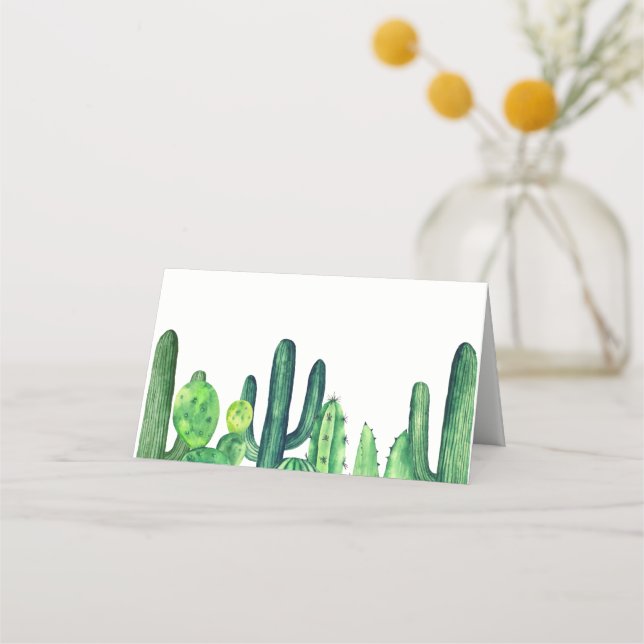 Grüne Kakteen Platzkarte. Hochzeitssitze Cacti Platzkarte (Vorderseite)
