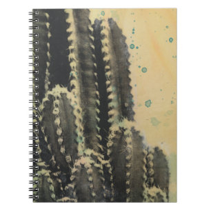 Grüne Kaktus auf gelbem Hintergrund Notizblock