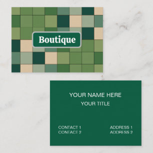 Grüne Karierte Boutique Visitenkarte