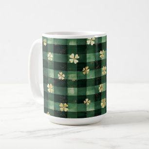 Grüne Karierte Goldene Kleeblätter St. Patricks Ta Kaffeetasse