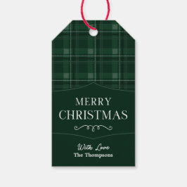Grüne Karierte Personalisiert frohe Weihnachtsgesc Geschenkanhänger