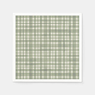 Grüne Karo-Wasserfarbe Gingham-Partyplatte Serviette