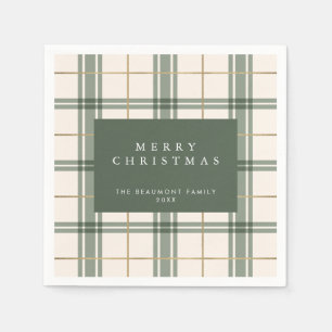 Grüne Karo-Weihnachtspapier-Servietten Serviette