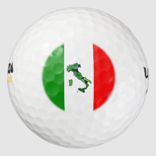 Grüne Karte Italiens und italienische Flagge Golfball