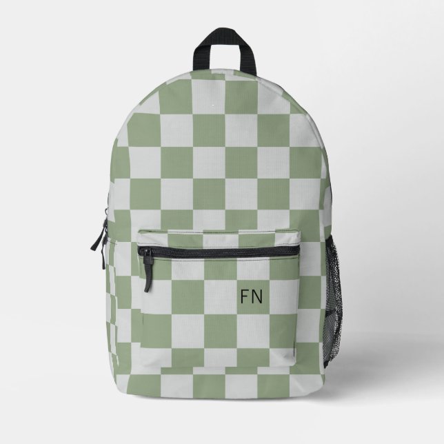 Grüne Karton-Monogramm-Initial Bedruckter Rucksack (Vorderseite)