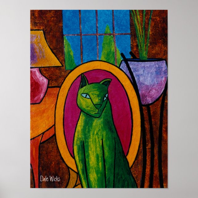 Grüne Katze Poster (Vorne)