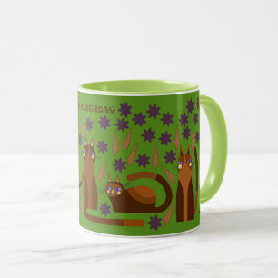 GRÜNE KATZEN-TASSE ZUM GEBURTSTAG TASSE
