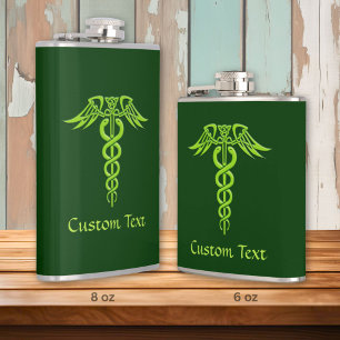 Grüne keltische Knoten-Caduceus Flachmann