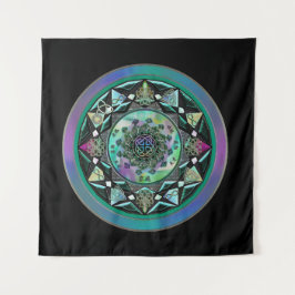 Grüne keltische mystische Mandala-Wand-Tapisserie Wandteppich
