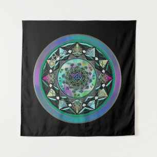 Grüne keltische mystische Mandala-Wand-Tapisserie Wandteppich