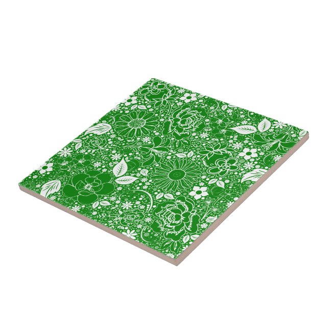 Grüne Keramik Botanische Schönheiten Tile Fliese (Seite)