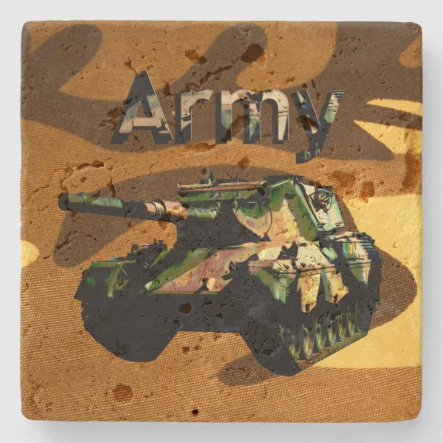Grüne Khaki-Armee-Panzer, Stein-Untersetzer Steinuntersetzer (Vorderseite)