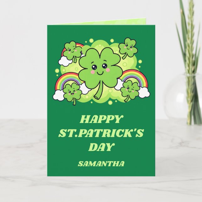 Grüne Kichert St. Patrick's Day Karte (Vorderseite)
