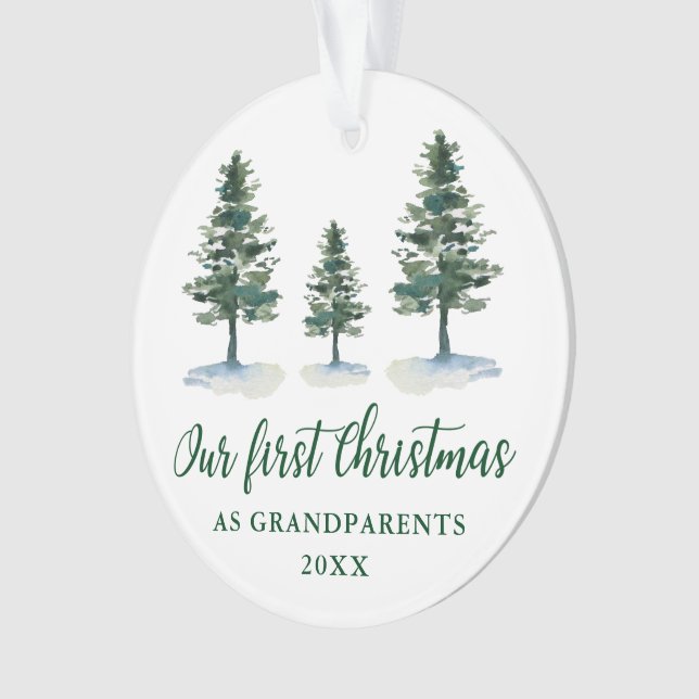 Grüne Kiefer Erste Weihnachtsfeier Großeltern FOTO Ornament (Vorderseite)