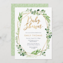 Grüne Kinderdusche Einladung - geschlechtsneutral