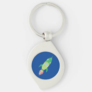Grüne Kinderrakete Schlüsselanhänger