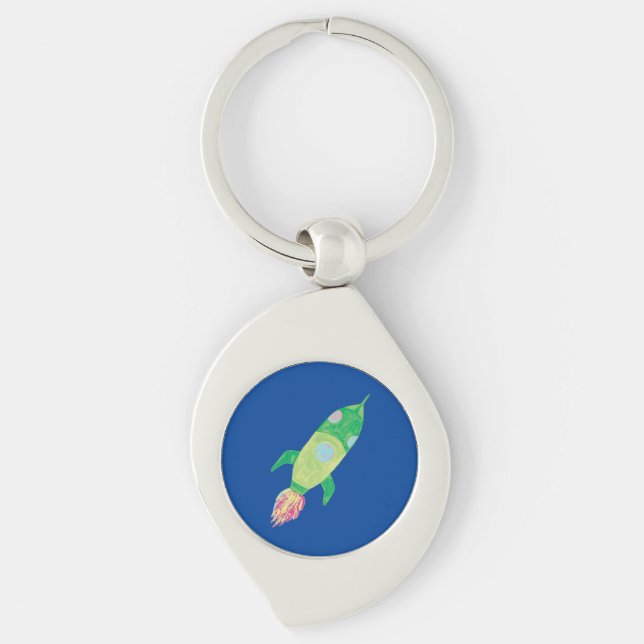 Grüne Kinderrakete Schlüsselanhänger (Vorderseite)