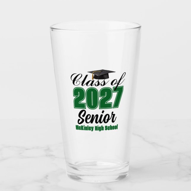 Grüne Klasse 2027 Senior Custom High School Glas (Vorderseite)