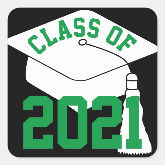 Grüne Klasse der Weißen Grad Cap 2024 Aufkleber mi (Vorderseite)