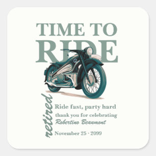 Grüne klassische Motorradfahrt Schnelle Rente-Part Quadratischer Aufkleber