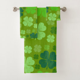 Grüne Klee, Glücksklamotten, St. Patrick's Day Badhandtuch Set