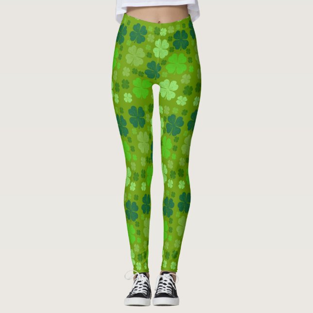 Grüne Klee, Glücksklamotten, St. Patrick's Day Leggings (Vorderseite)