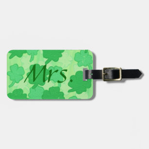 Grüne Kleeblatt-Collage, Frau Luggage Tags Gepäckanhänger