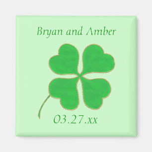 Grüne Kleeblatt-Goldpunkte, Save the Date Magnete Magnet