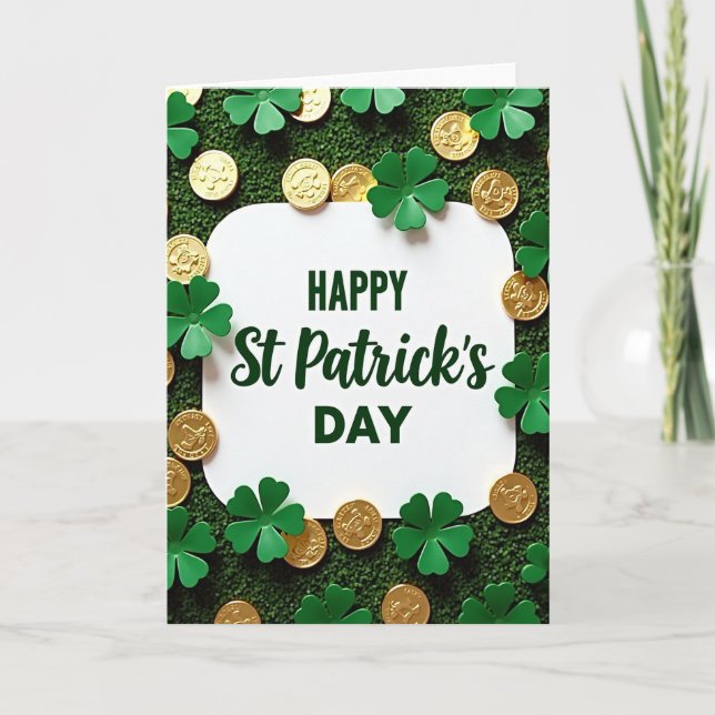 Grüne Kleeblatt St. Patrick's Day Karte (Vorderseite)
