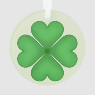 Grüne Kleeblatt-vierblättriges Kleeblatt Herzen Ornament