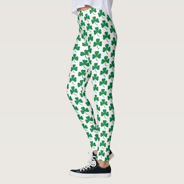 Grüne Kleeblätter am Weißen St. Patrick's Day Leggings (Links)
