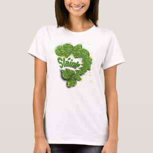 Grüne Kleeblätter   funkelnde Herzen ShainteT-Shir T-Shirt