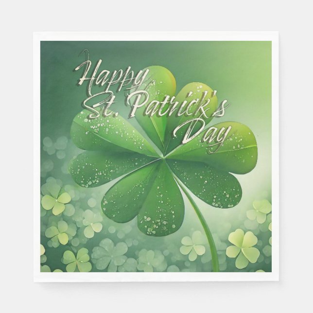 Grüne Kleeblätter Happy St. Patrick's Day (7) c Serviette (Vorderseite)