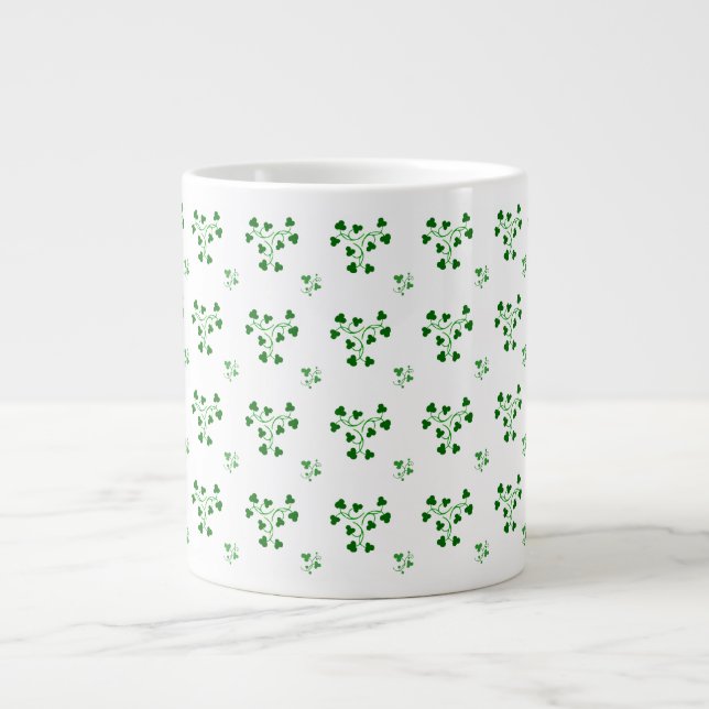 Grüne Kleeblätter Kreise Muster Tasse (Vorderseite)