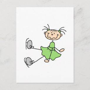Grüne Kleid Figur Eisläufer T-Shirts und Geschenke Postkarte