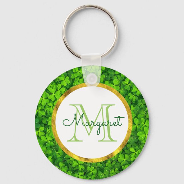 Grüne Kleider mit IMITATEN Gold Foil & Monogram Schlüsselanhänger (Vorderseite)