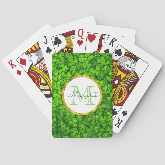 Grüne Kleider mit IMITATEN Gold Foil & Monogram Spielkarten (Rückseite)