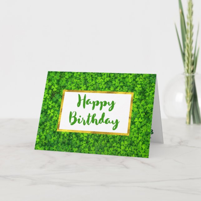 Grüne Kleidung mit IMITATEN Gold Foil Rahmen Gebur Karte (Vorderseite)