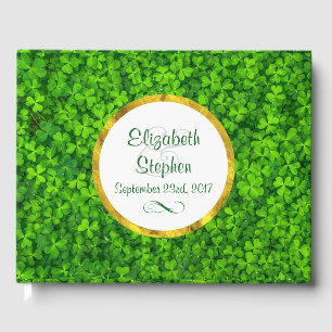Grüne Kleidung mit IMITATEN Gold Foil Rahmen Hochz Gästebuch