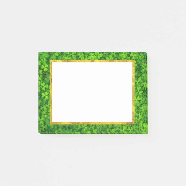 Grüne Kleidung mit IMITATEN Gold Foil Rahmen Post-it Klebezettel (Vorderseite)