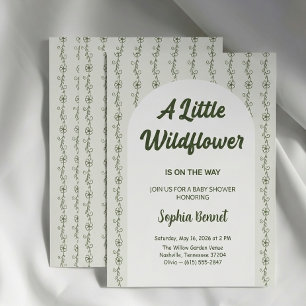 Grüne kleine Wildblumen-Baby-Shower-Einladung Einladung