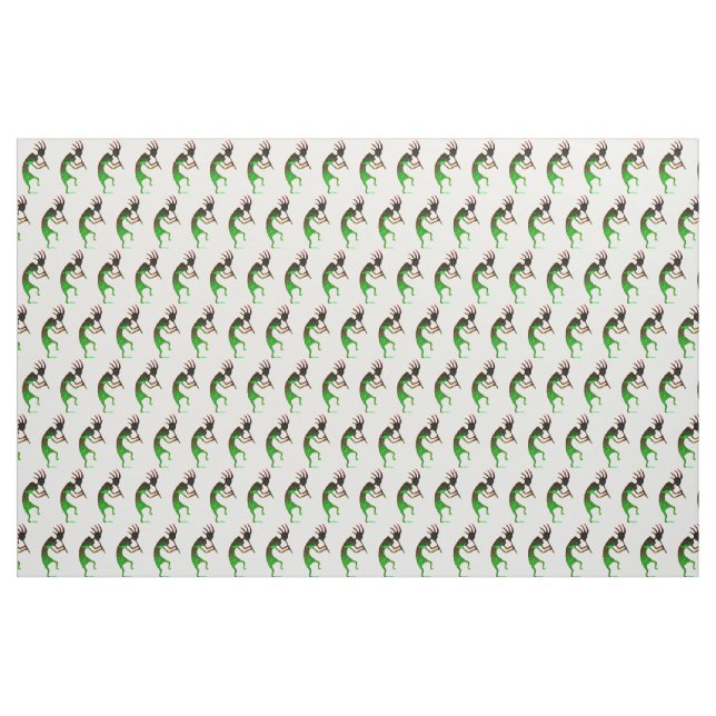 grüne Kokopelli auf weiß Stoff (Yard (91,4 cm))